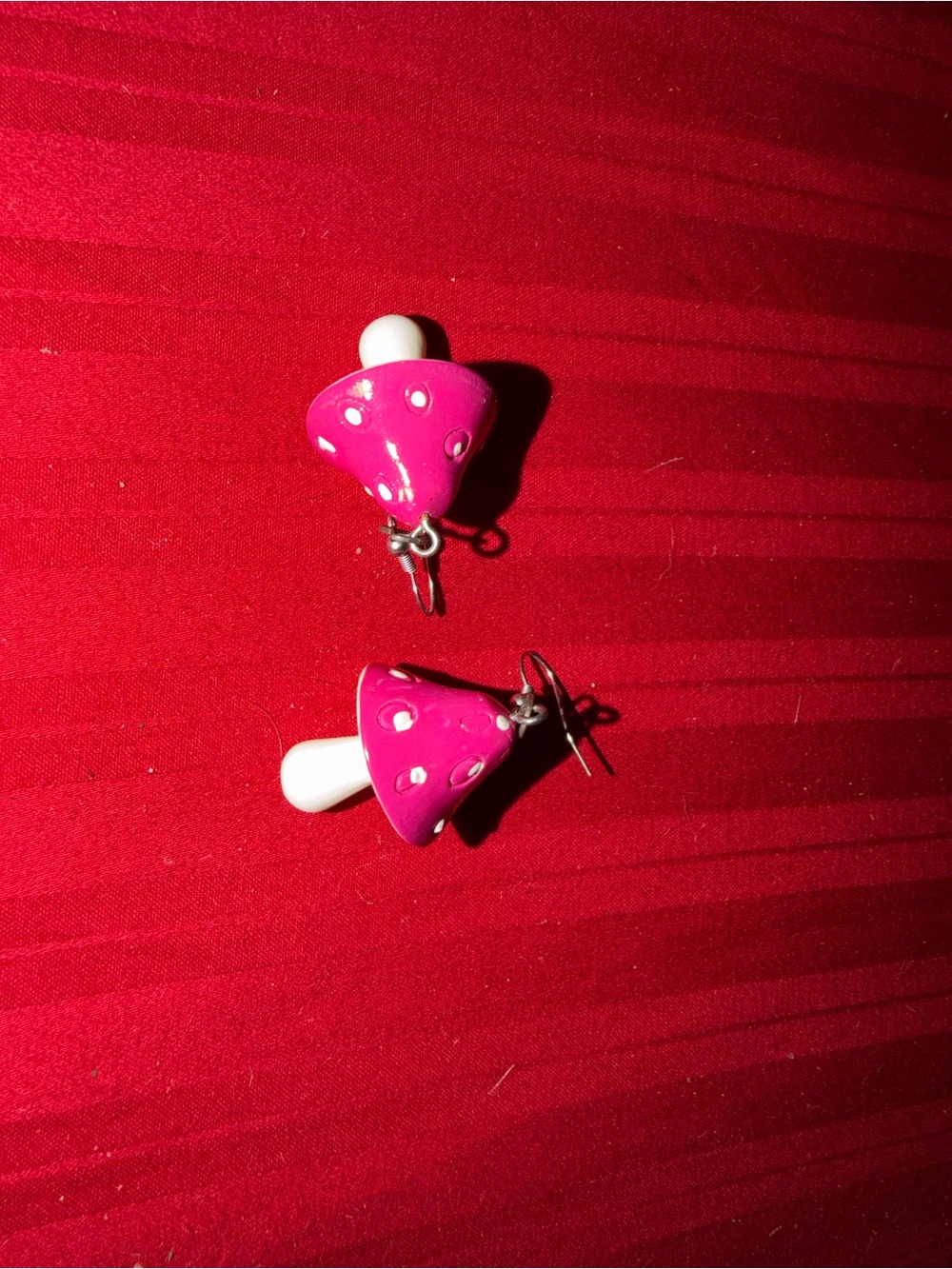 Pink Mushroom Dangle Earrings - Fun Accessories